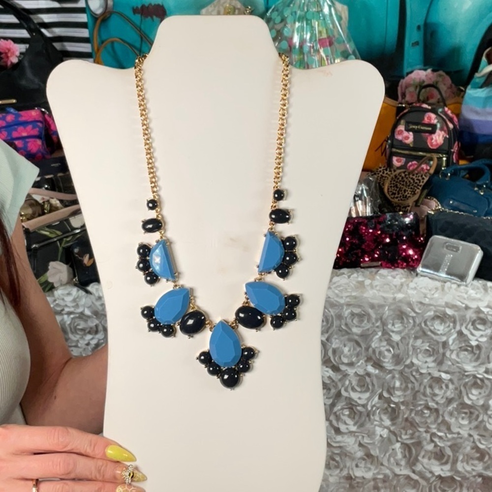 Elegant Blue and Black‎ Statement Necklace